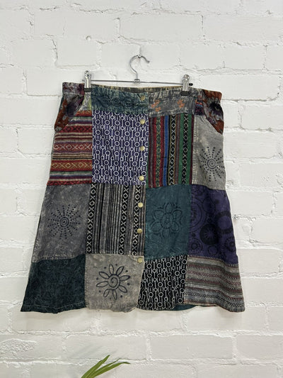 Patch And Print Midi Skirt