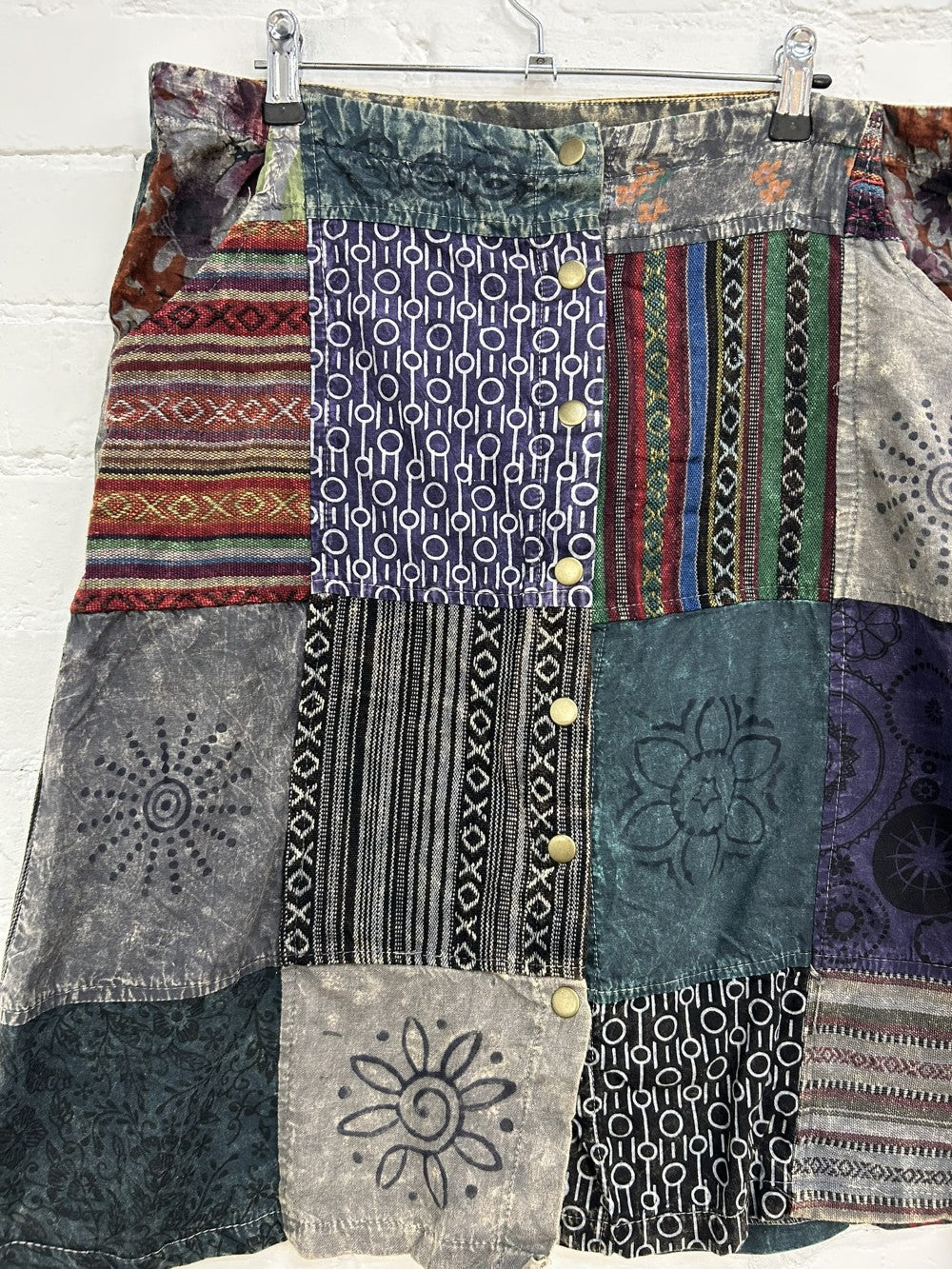 Patch And Print Midi Skirt