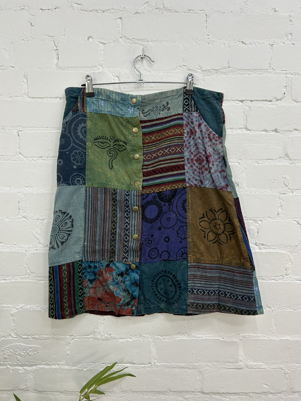 Patch And Print Midi Skirt