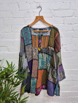 Mixed Patch Short Dress