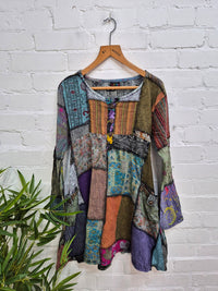 Mixed Patch Short Dress