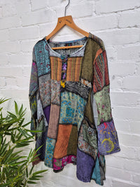 Mixed Patch Short Dress