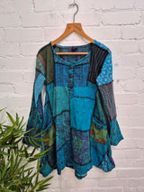 Mixed Patch Short Dress