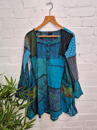 Mixed Patch Short Dress