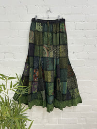 Long Mixed Patch Skirt