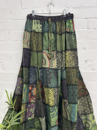 Long Mixed Patch Skirt