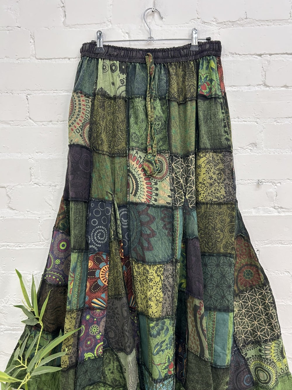 Long Mixed Patch Skirt