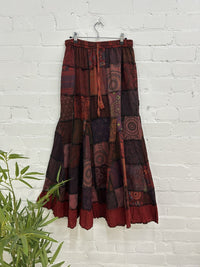 Long Mixed Patch Skirt
