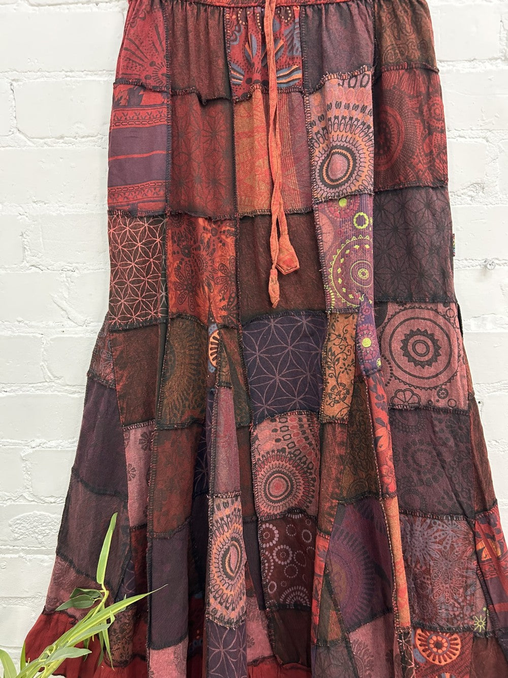 Long Mixed Patch Skirt