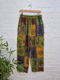 Block Print Cargo Trousers