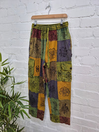 Block Print Cargo Trousers