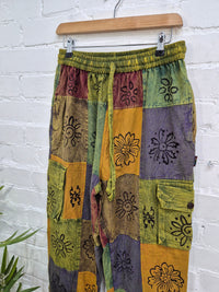 Block Print Cargo Trousers