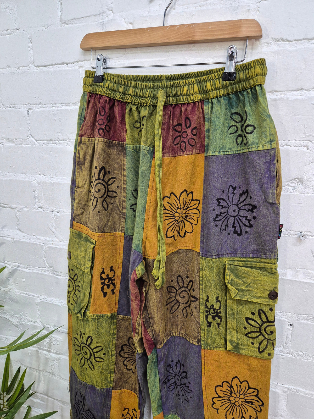 Block Print Cargo Trousers