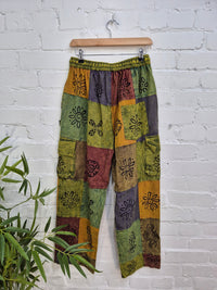 Block Print Cargo Trousers