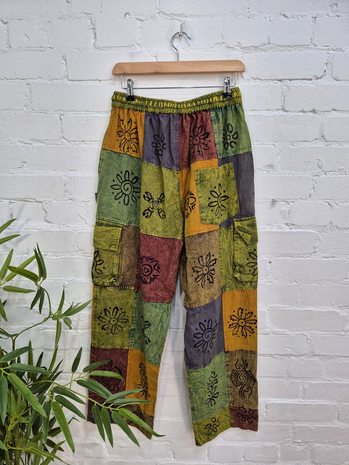 Block Print Cargo Trousers