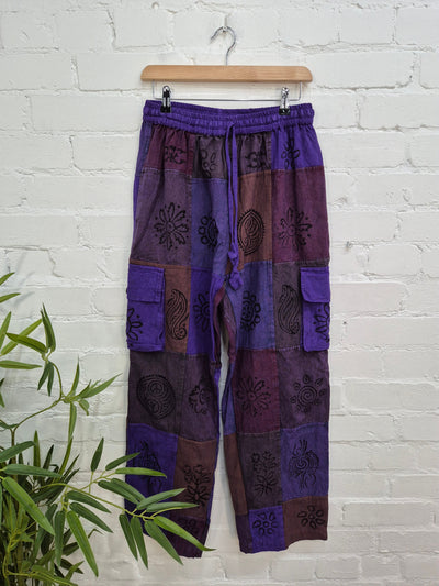 Block Print Cargo Trousers