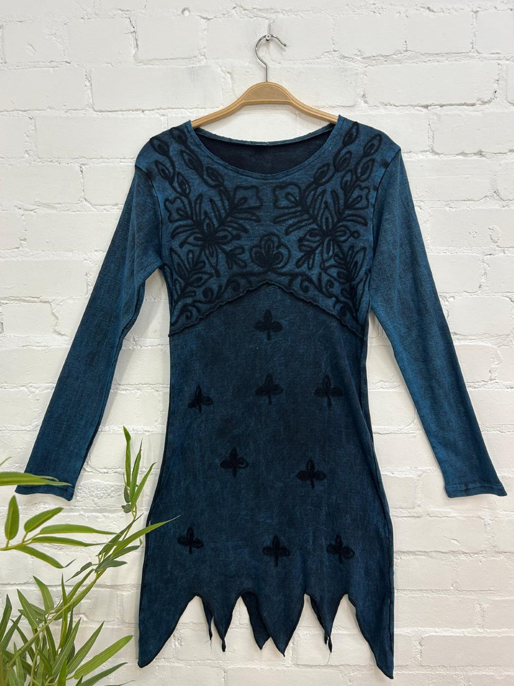 Long Sleeve Embroidered Short Dress