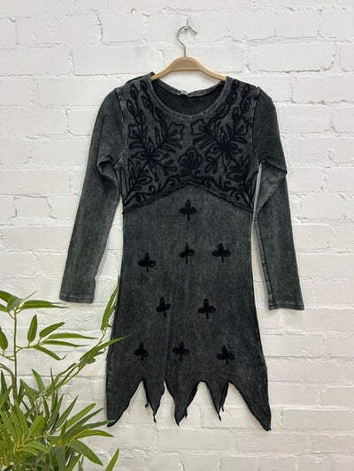 Long Sleeve Embroidered Short Dress