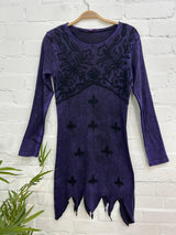 Long Sleeve Embroidered Short Dress