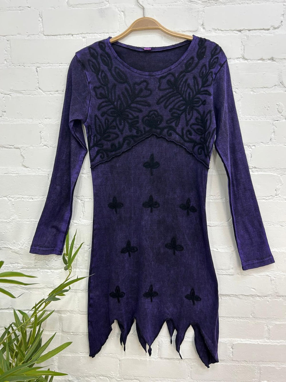 Long Sleeve Embroidered Short Dress