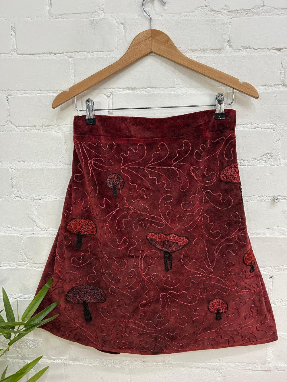 Velvet Mushroom Embroidery Skirt