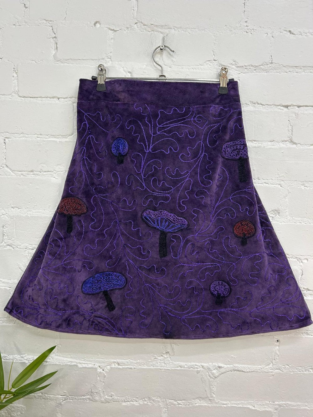 Velvet Mushroom Embroidery Skirt