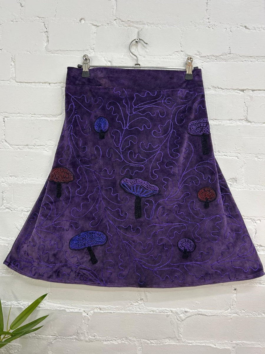 Velvet Mushroom Embroidery Skirt