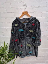 Velvet Mushroom Embroidery Hoodie
