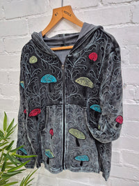 Velvet Mushroom Embroidery Hoodie