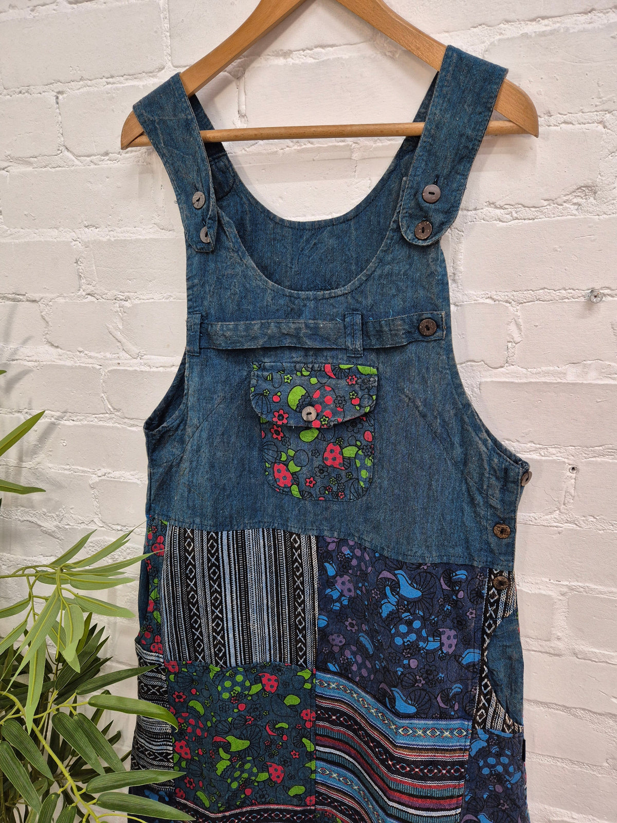Patchwork Gheri Dungaree Dress