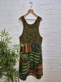 Patchwork Gheri Dungaree Dress