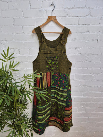 Patchwork Gheri Dungaree Dress