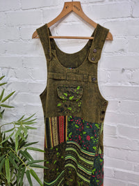 Patchwork Gheri Dungaree Dress