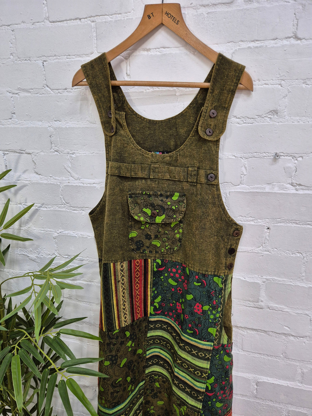 Patchwork Gheri Dungaree Dress