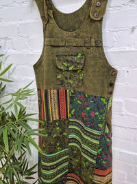 Patchwork Gheri Dungaree Dress
