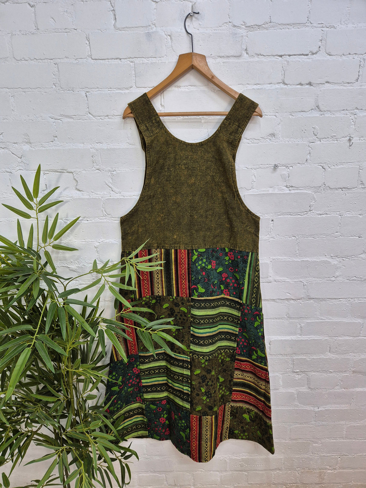 Patchwork Gheri Dungaree Dress