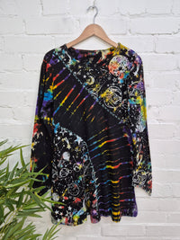 Celestial Tie Dye Long Sleeve Dress