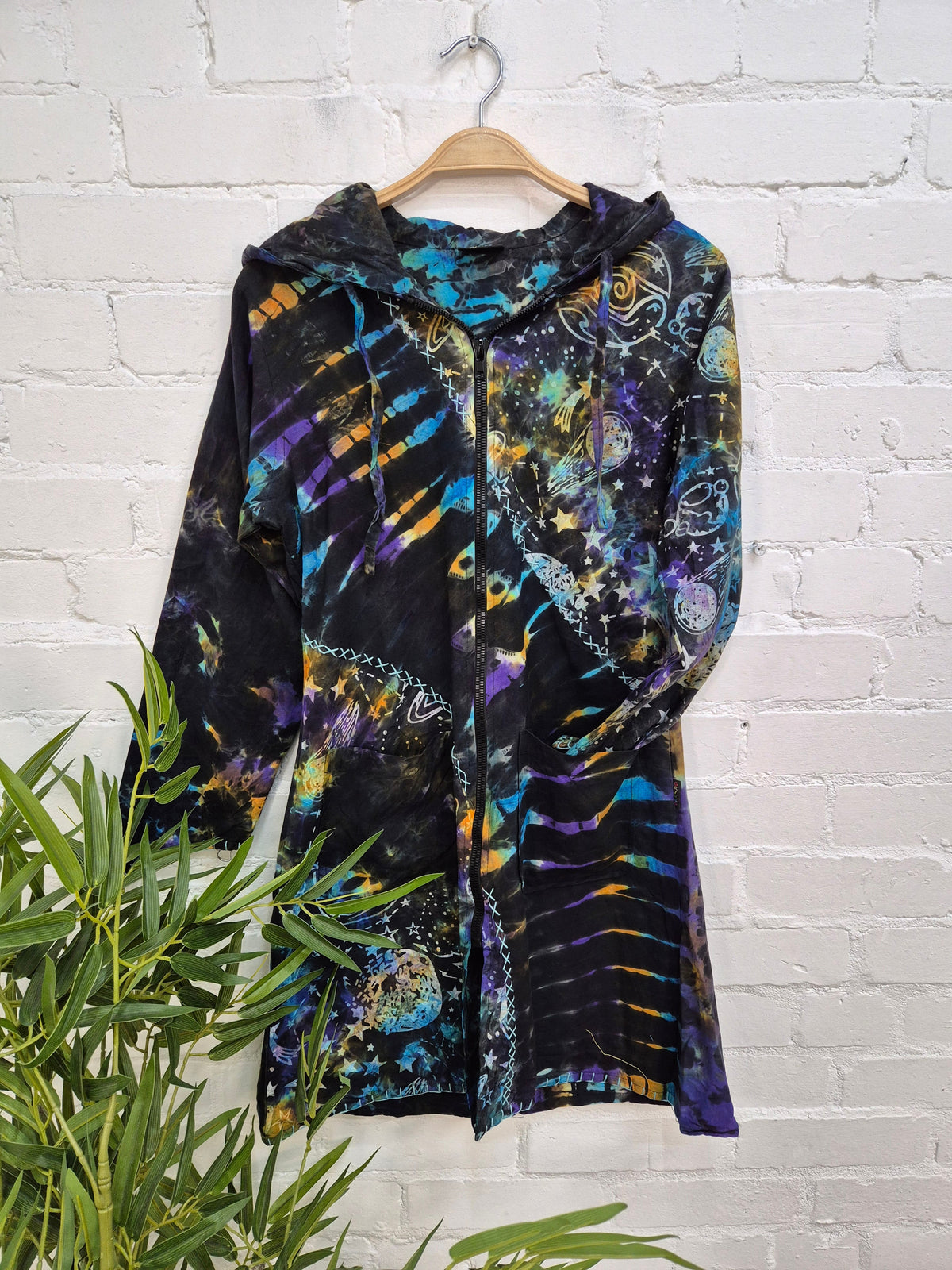 Celestial Tie Dye Long Hooded Jacket
