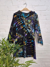 Celestial Tie Dye Long Hooded Jacket