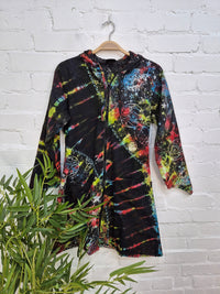 Celestial Tie Dye Long Hooded Jacket