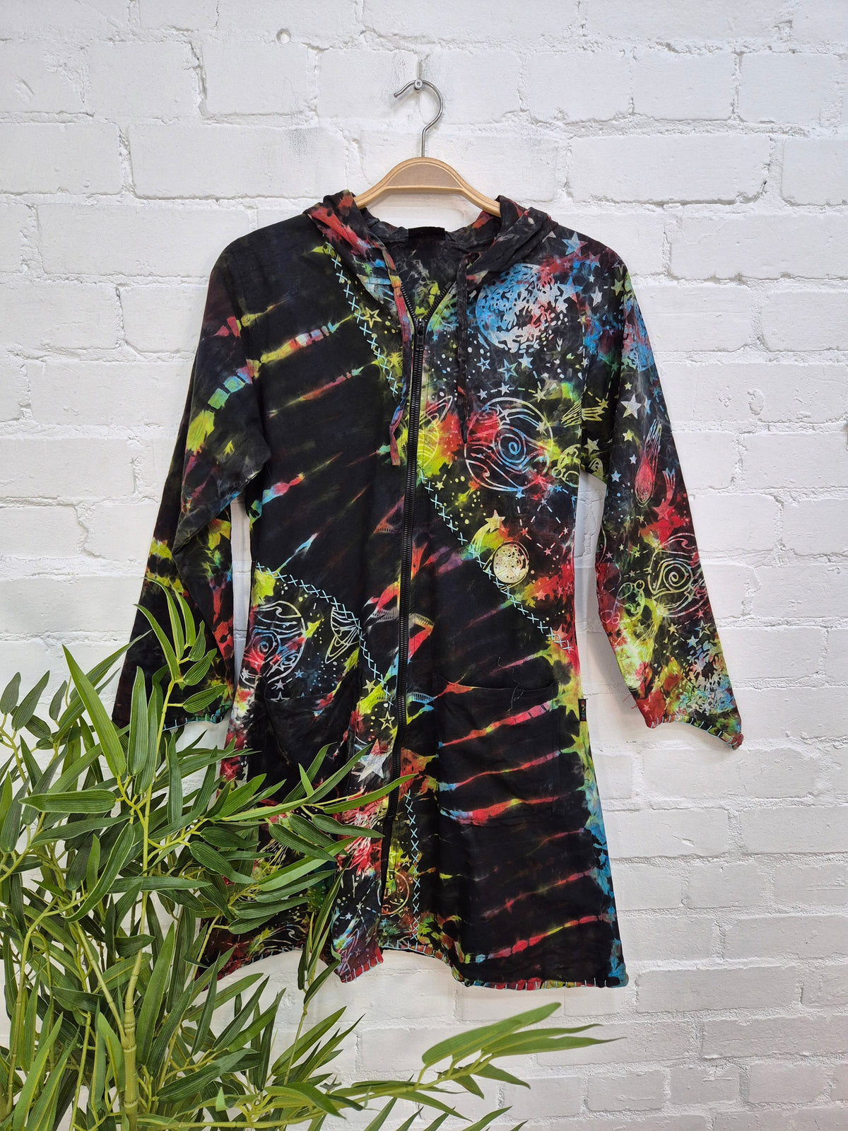 Celestial Tie Dye Long Hooded Jacket