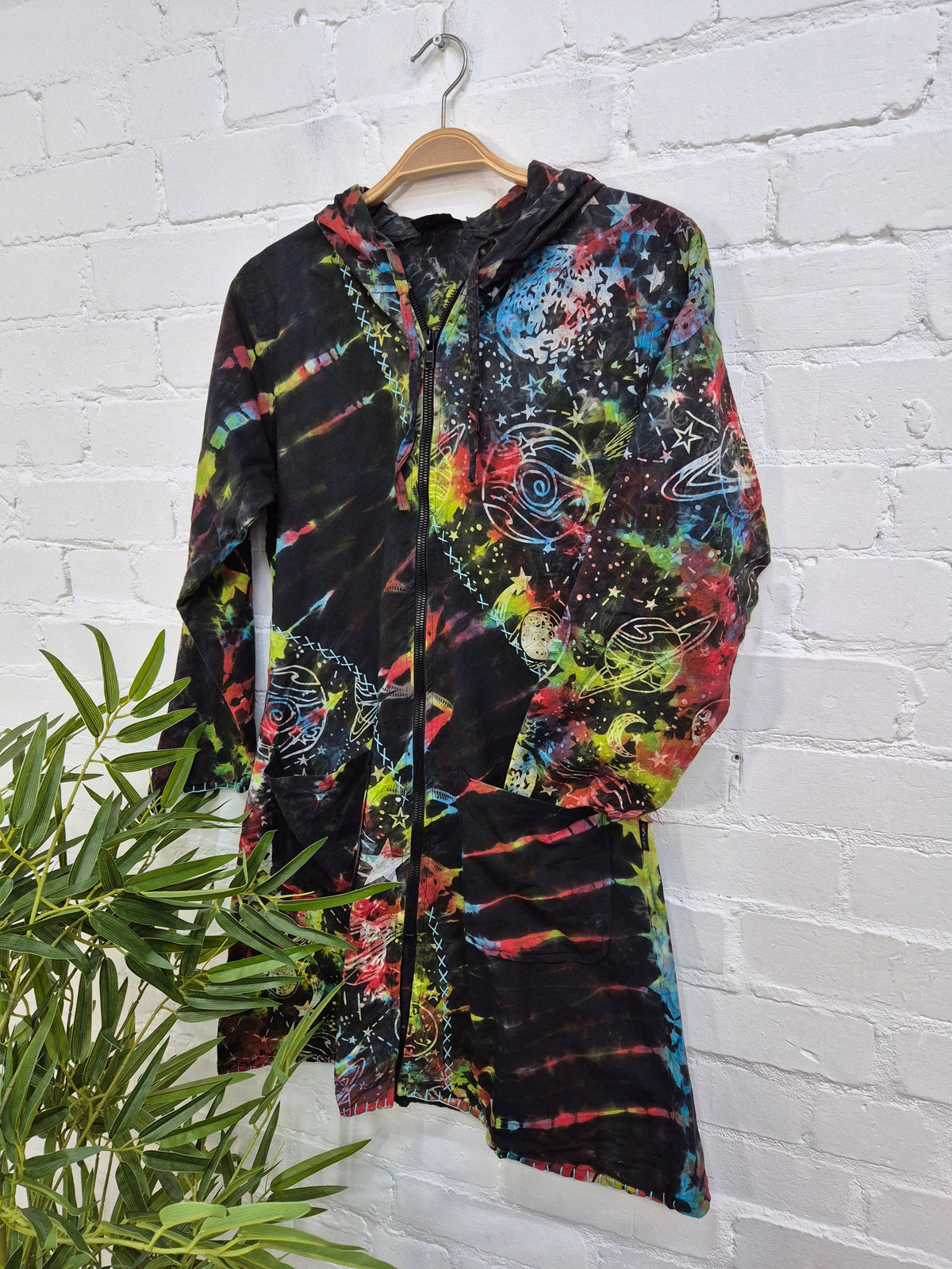 Celestial Tie Dye Long Hooded Jacket