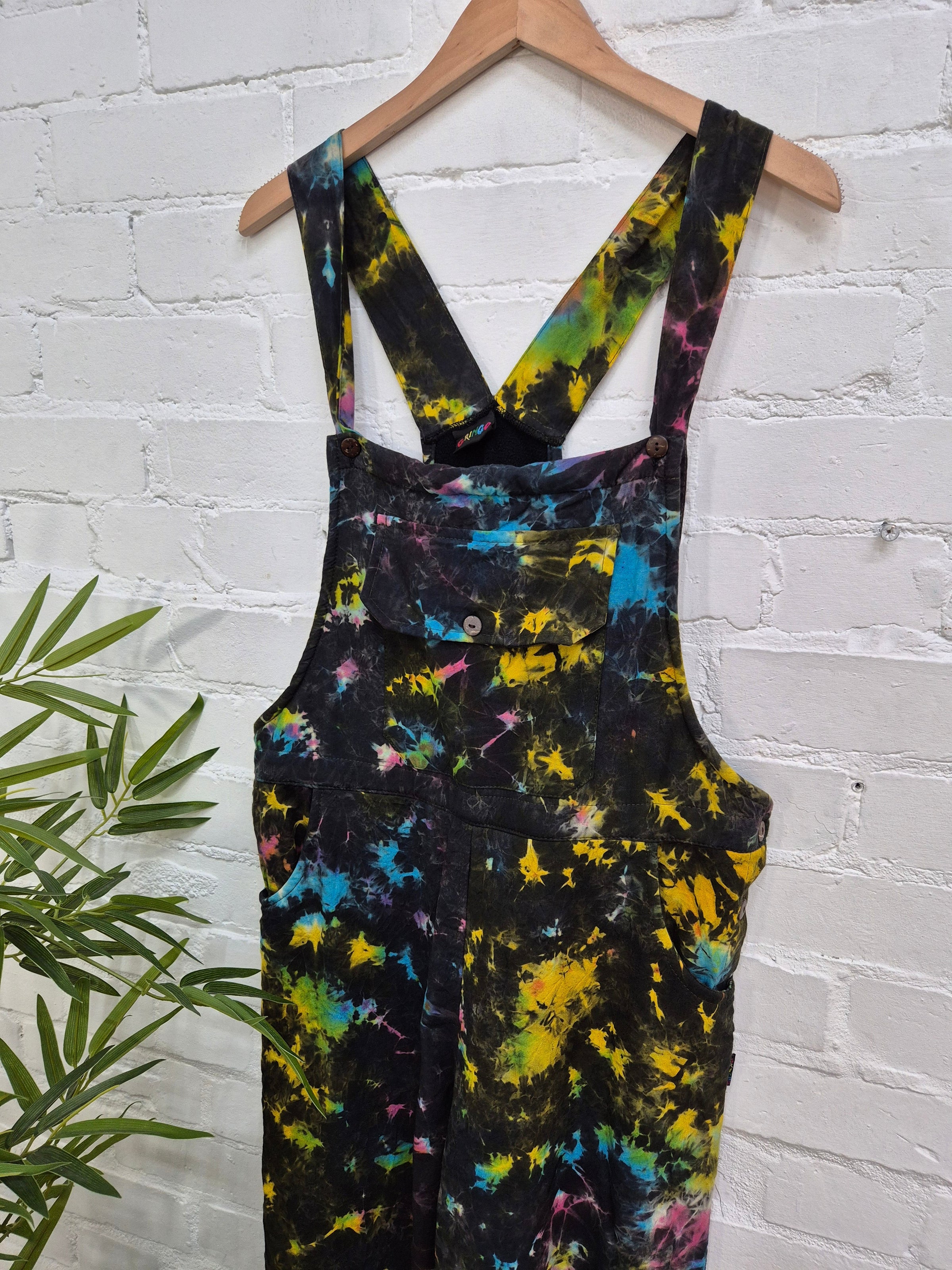 Tie Dye Fleece Lined Dungarees