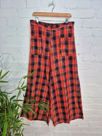 Checkered Wide Leg Trousers