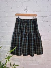 Cotton Checkered Midi Skirt