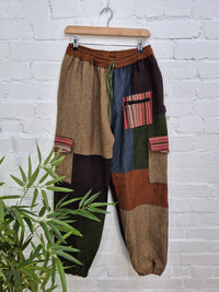 Mixed Patch Harem Trousers