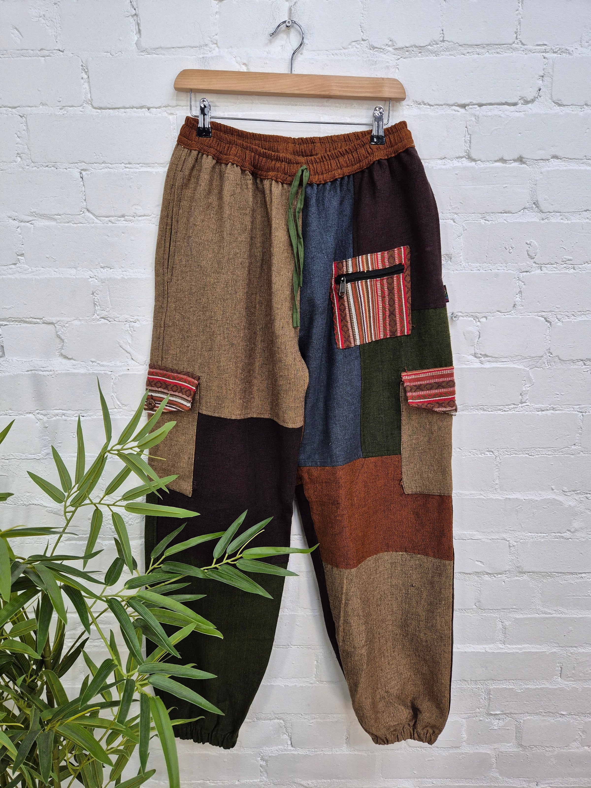 Mixed Patch Harem Trousers