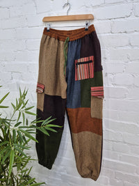 Mixed Patch Harem Trousers