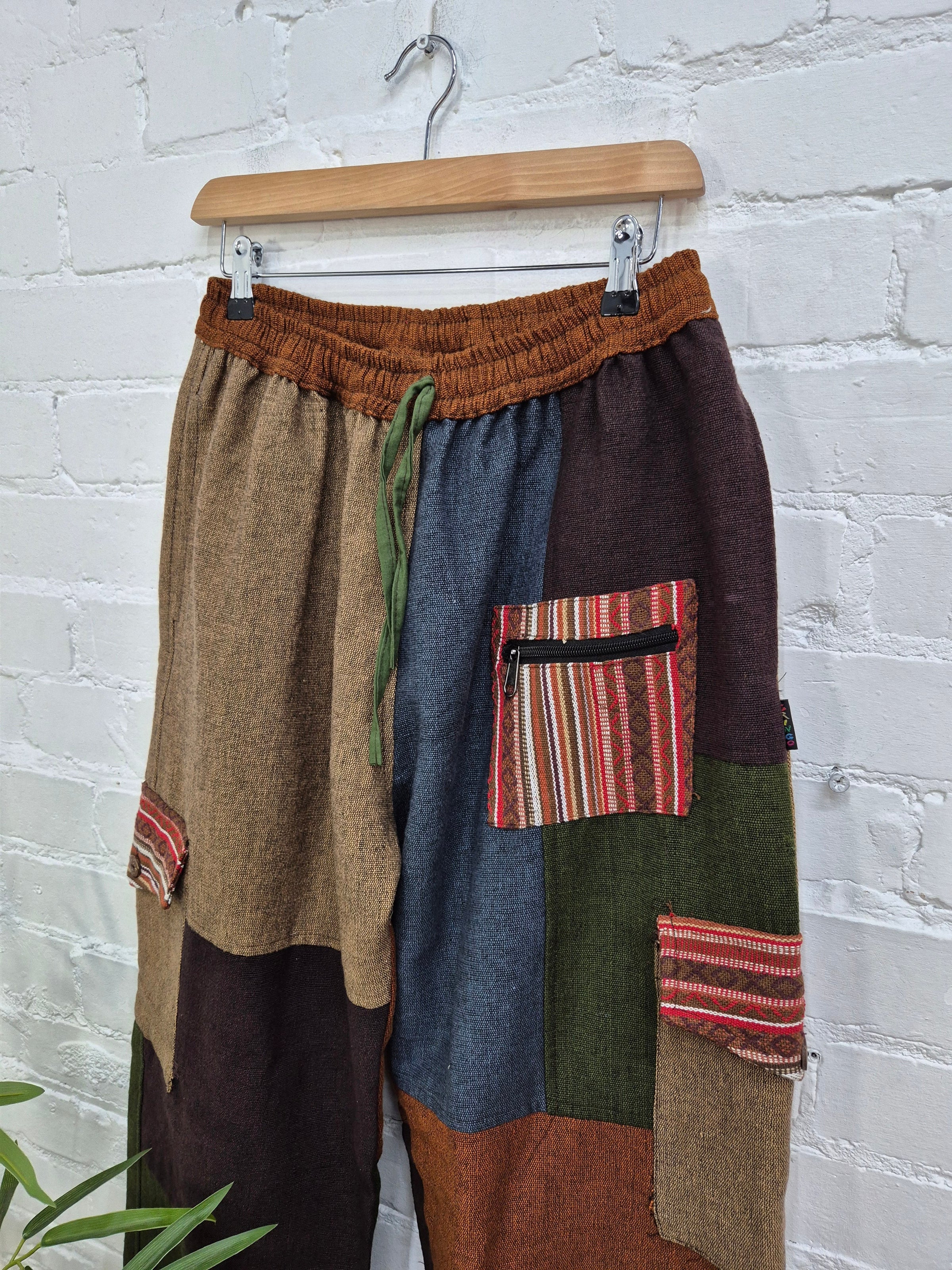 Mixed Patch Harem Trousers