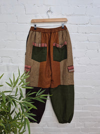 Mixed Patch Harem Trousers
